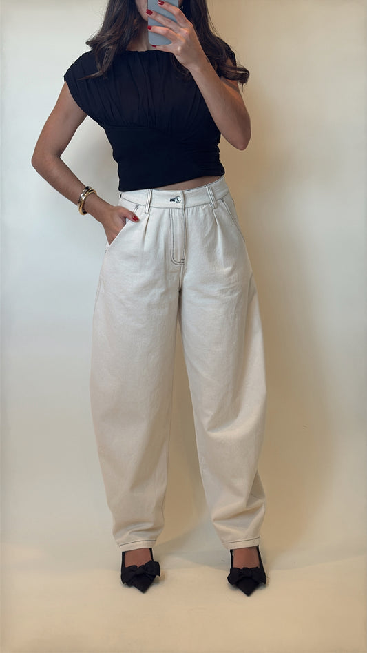 Soft Cotton Barrel Leg Pants