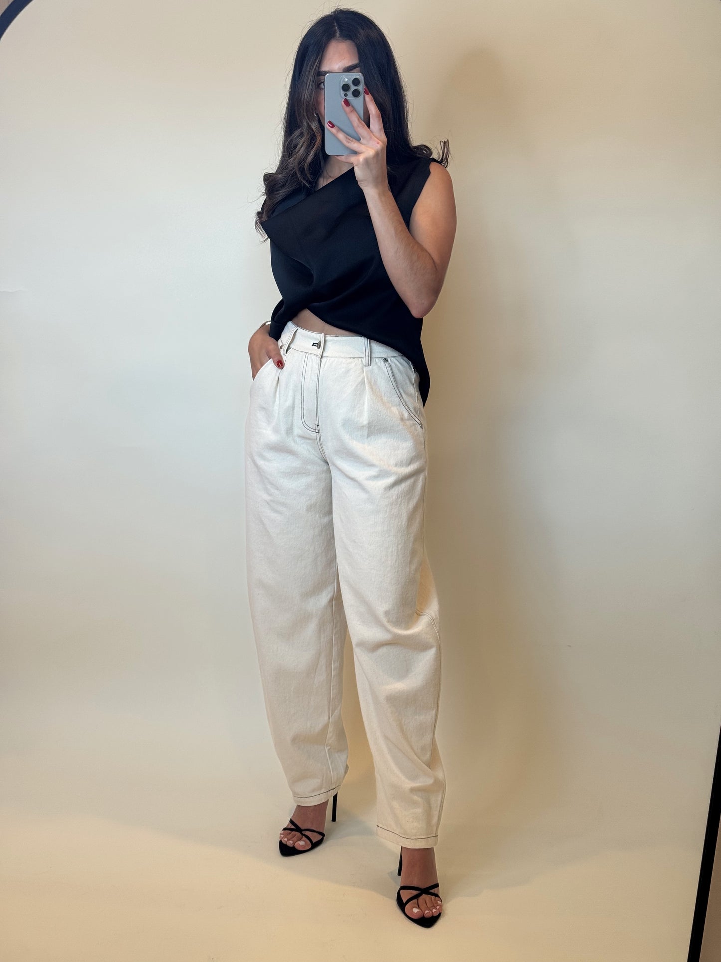 Soft Cotton Barrel Leg Pants