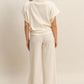 Cream Knit Wide-Leg Lounge Set