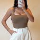 Square Neck Bodysuit Mocha- FINAL SALE