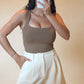 Square Neck Bodysuit Mocha- FINAL SALE