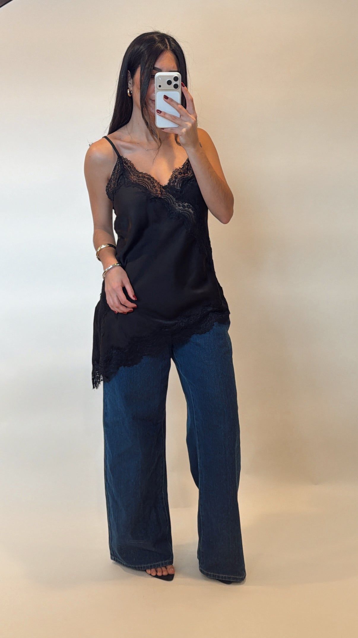 Serena Lace Trim Satin Cami