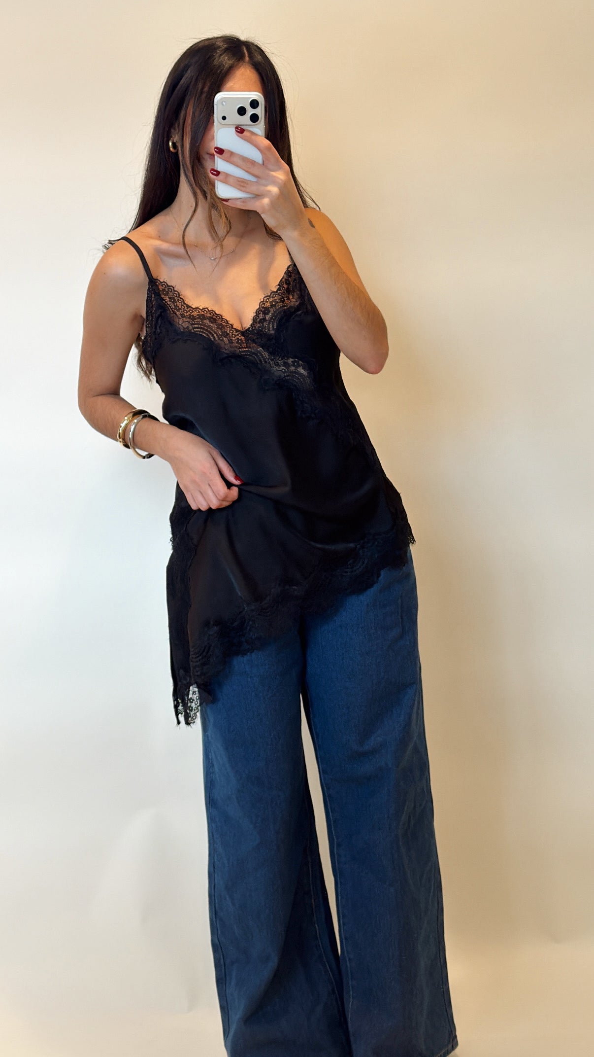 Serena Lace Trim Satin Cami