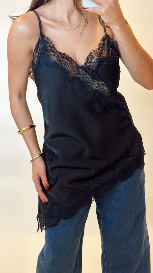 Serena Lace Trim Satin Cami