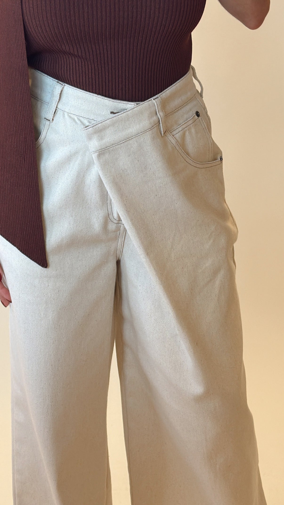 Sand Asymmetrical Wrap Pants