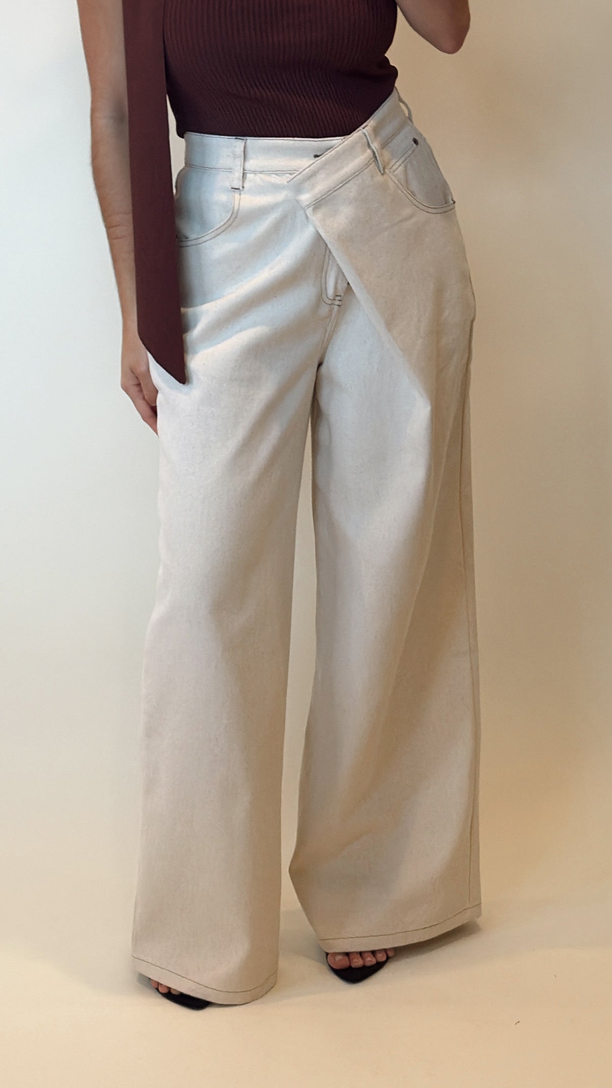 Sand Asymmetrical Wrap Pants