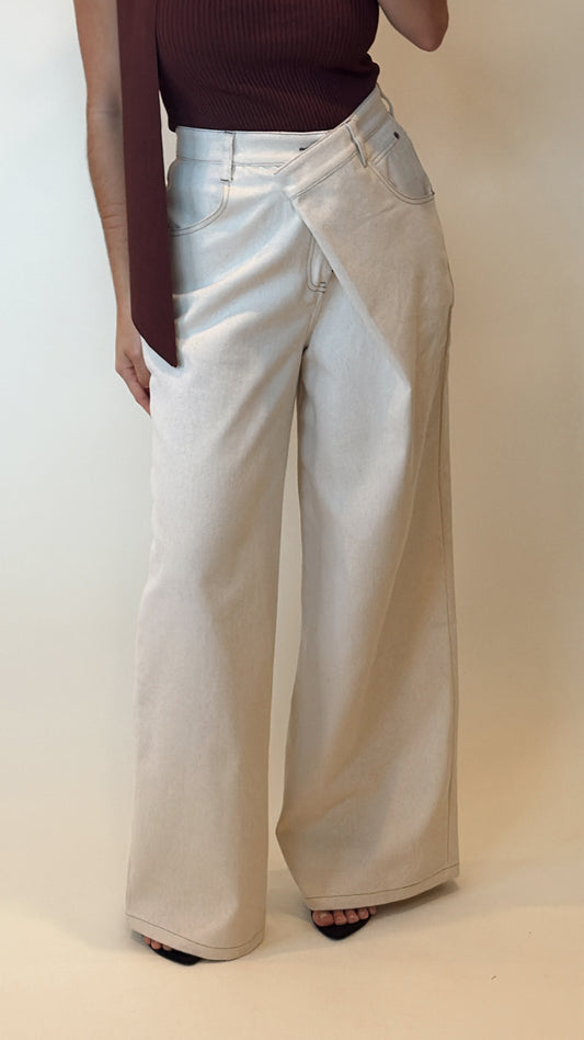 Sand Asymmetrical Wrap Pants