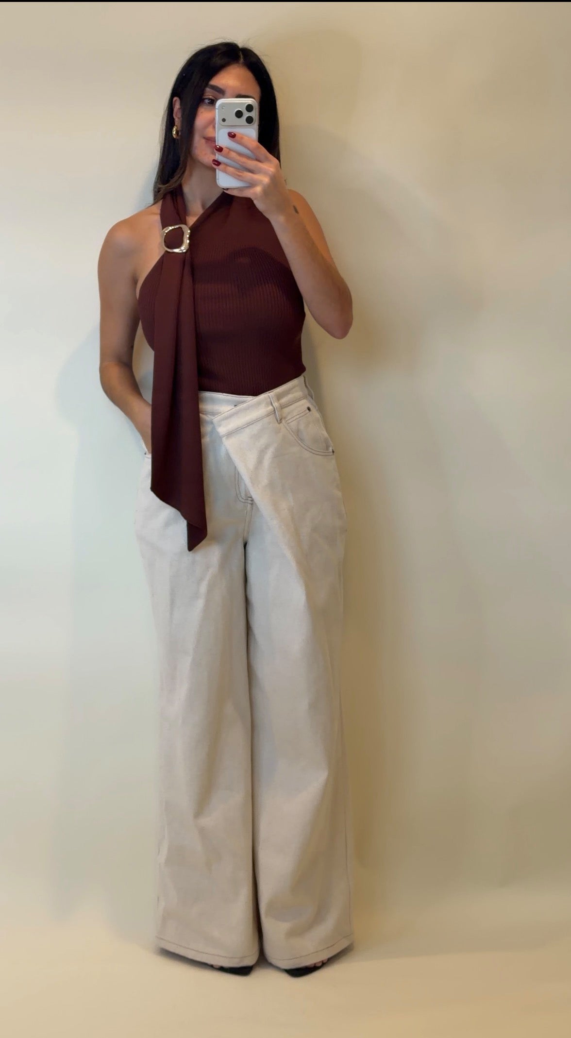 Sand Asymmetrical Wrap Pants