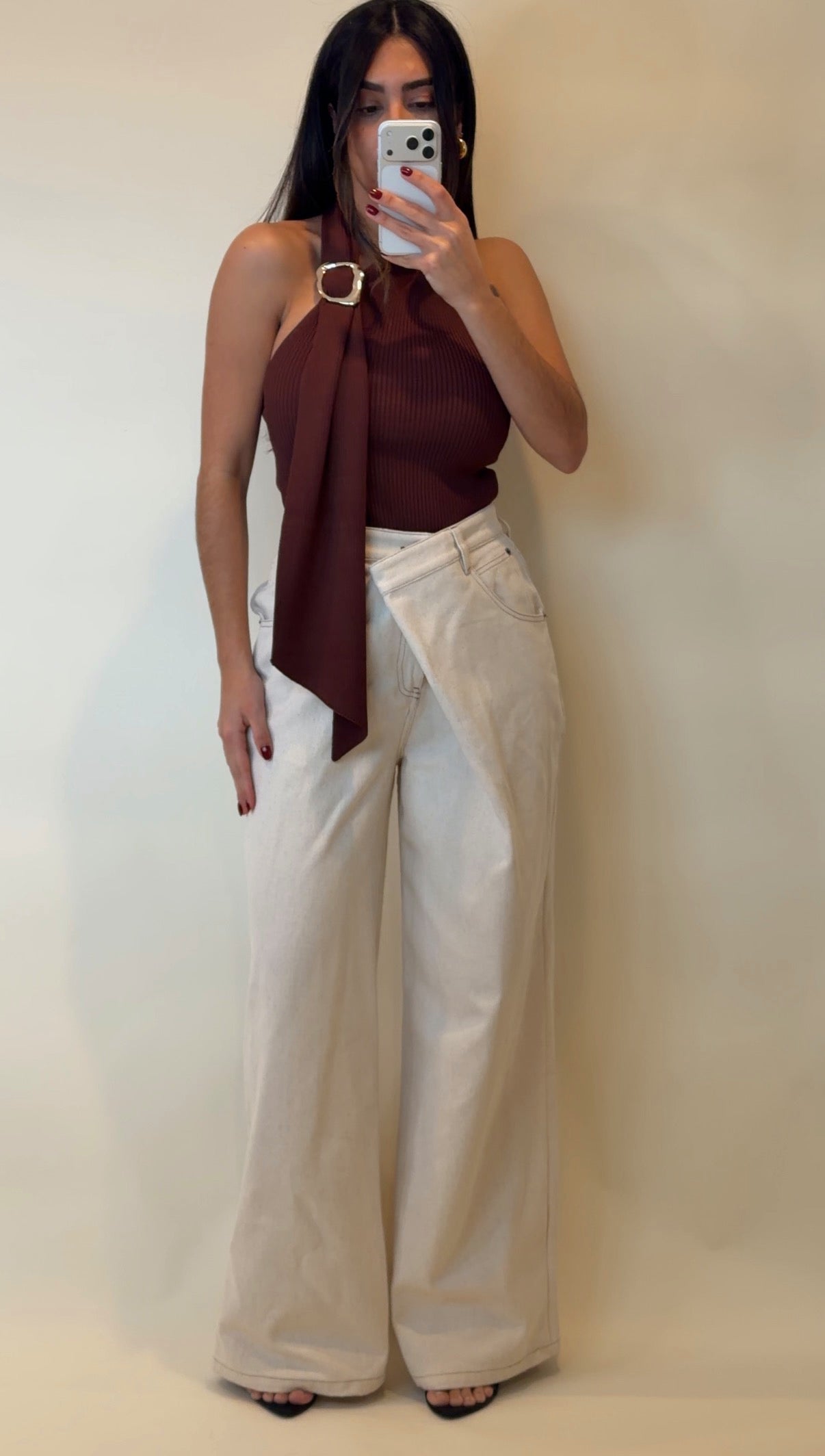 Sand Asymmetrical Wrap Pants