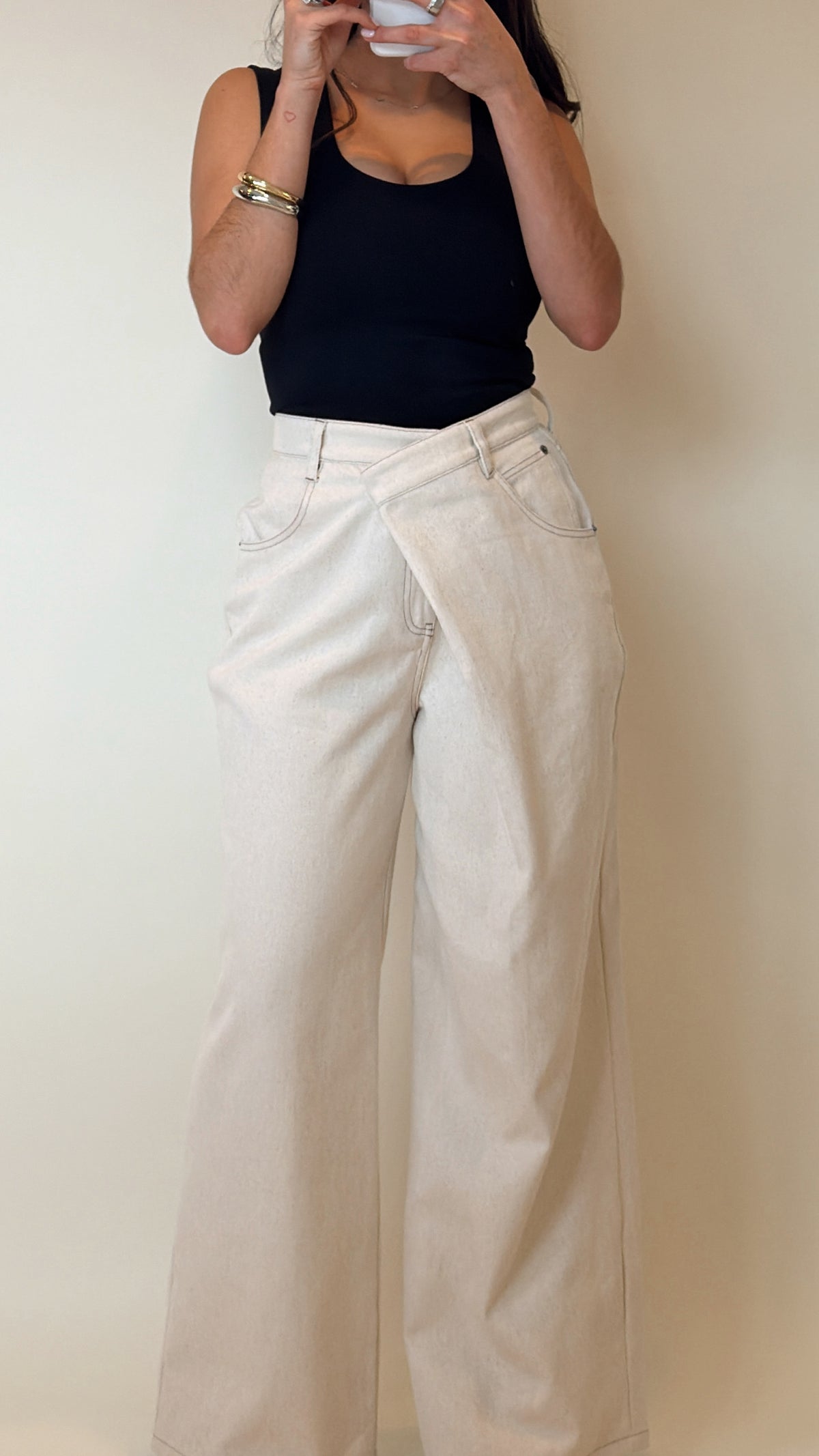Sand Asymmetrical Wrap Pants