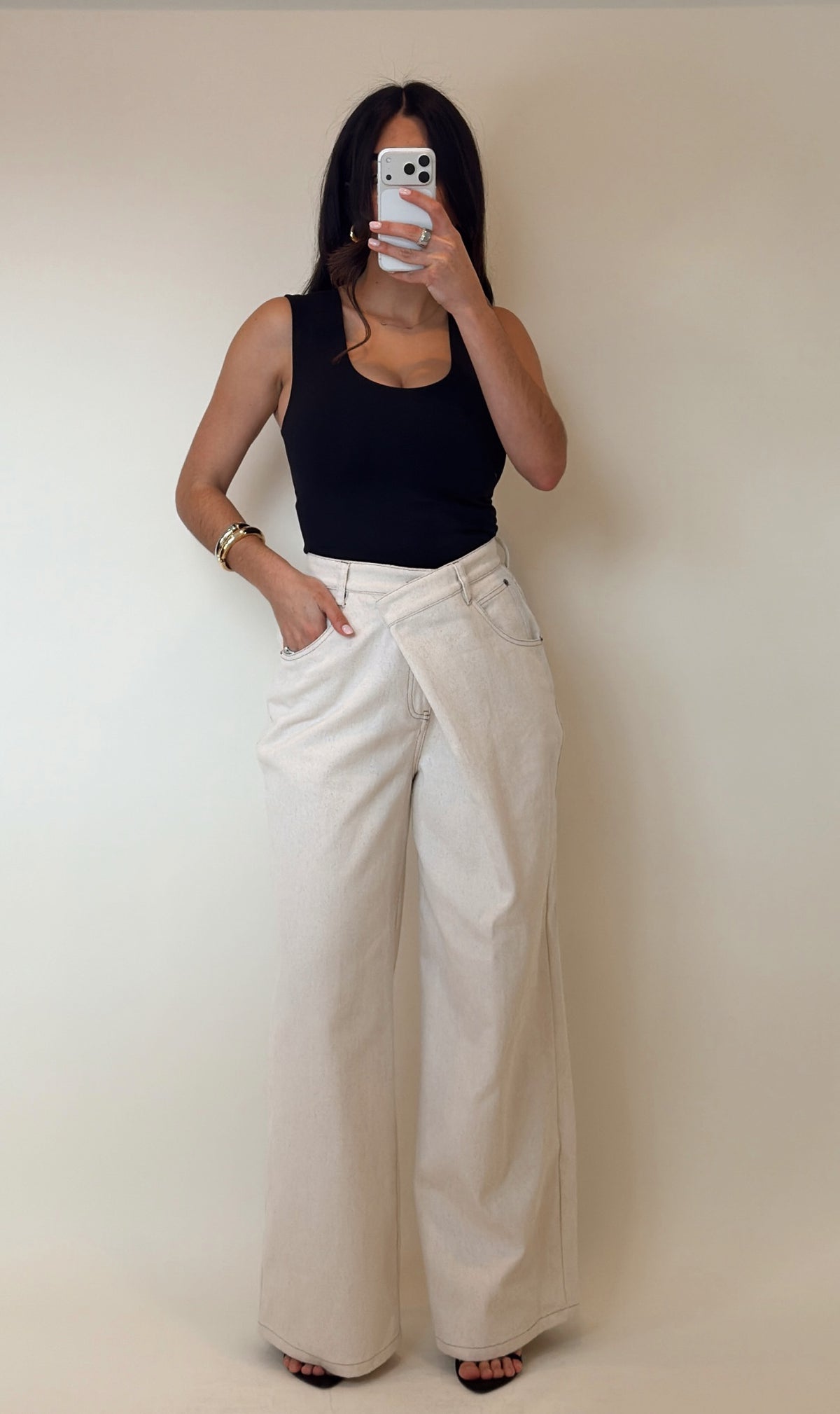 Sand Asymmetrical Wrap Pants