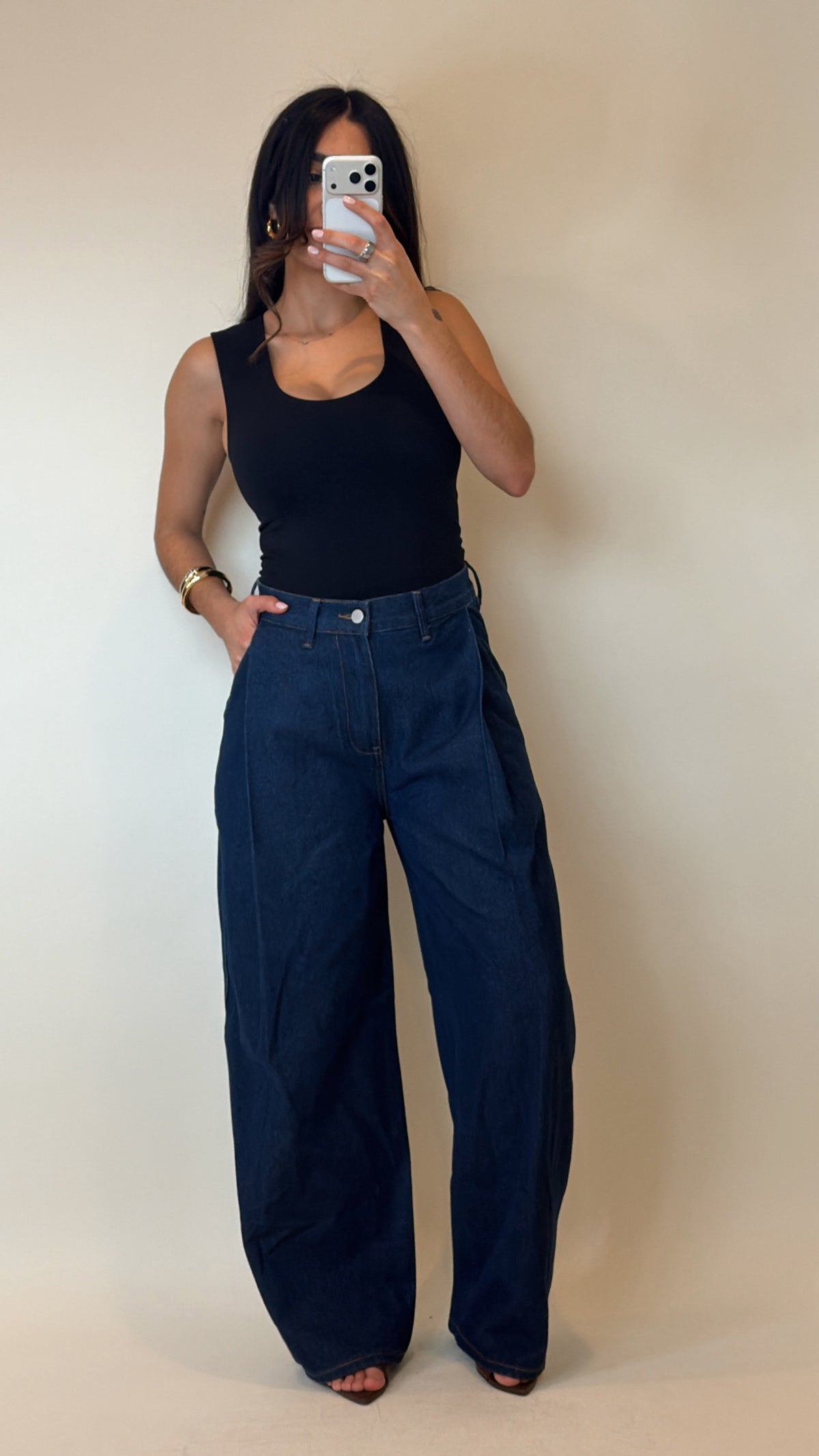 Modern Pleat Denim Pants